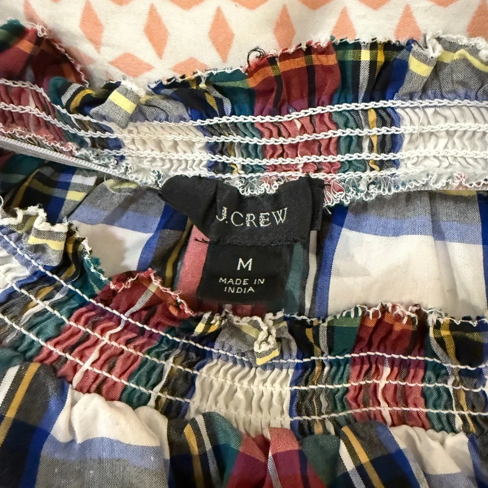 J.Crew Smocked Popover Top in Snowy Stewart Tartan - Picture 3 of 6